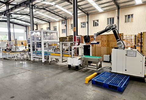 小袋食品蜘蛛手裝箱協(xié)作機器人碼垛包裝線